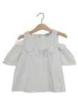 Vorschaubild 1 von Bluse Kinder Gr. 122 Weiß Uni Feminin Kurzarm Freizeit Frühjahr/Sommer