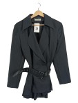 Vorschaubild 1 von Damen Blazer Jacke Schwarz Gr. 36 mit Ledergürtel Business