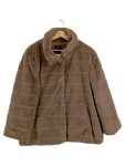 Vorschaubild 1 von Pelzjacke Damen Braun Gr. 46 Polyester Uni Modern Langarm Alltag Knopf