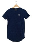 Vorschaubild 1 von Herren T-Shirt Gr. XS Blau Meliert Longline Streetwear Logo