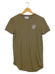Vorschaubild 1 von Herren T-Shirt Gr. XS Oliv Logo Stickerei Longline Streetwear