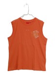 Vorschaubild 1 von Top Kinder Gr. 140 Orange Baumwolle Schriftzug Casual Ärmellos Freizeit