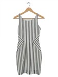 Vorschaubild 1 von Damen Etuikleid Gestreift Schwarz Weiß Gr. XS Elegant