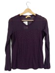 Vorschaubild 1 von Damen Langarmshirt Gr. 34/XS Lila Strass Mesh Viskose Elegant Party