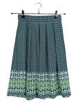 Vorschaubild 1 von Damen Faltenrock Gr. 36/S Blau Grün Geometrisch Midi