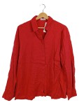 Vorschaubild 1 von Bluse Damen Gr. 42/XL Rot Lyocell Uni Klassisch Langarm Büro Knopf
