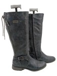 Vorschaubild 1 von Damen Stiefel Gr. 40 Grau Leder Reißverschluss Schnalle