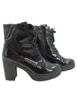 Vorschaubild 1 von Damen Schnürstiefelette Gr. 39 Schwarz Lack Blockabsatz
