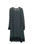Vorschaubild 1 von Damen Kleid Gr. 38 Grün Blau Geometrisch Langarm