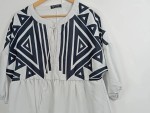 Vorschaubild 2 von Damen Bluse Gr. 42 Weiß Geometrisches Muster Casual Shirt