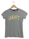 Vorschaubild 1 von T-Shirt Damen Grau Gr. 34/XS Baumwolle Logo-Print Casual Kurzarm Freizeit