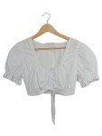 Vorschaubild 1 von Damen Trachtenbluse Weiß Gr. 38/M Kurzarm Dirndlbluse Spitze Raffung