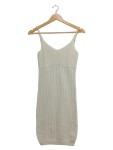 Vorschaubild 1 von Strickkleid Damen Gr. 34/XS Beige Lochmuster Trägerkleid