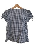 Vorschaubild 2 von Damen Karo Bluse Kurzarm Blau Gr. 36-38 Trachtenstil