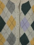 Vorschaubild 2 von Strickjacke Damen Cardigan Argyle Rauten Muster Beige Gr. 34/XS