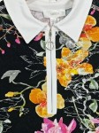 Vorschaubild 3 von Poloshirt Damen Gr. 40 L Blumenmuster Reißverschluss Viskose Schwarz Bunt