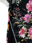 Vorschaubild 4 von Poloshirt Damen Gr. 40 L Blumenmuster Reißverschluss Viskose Schwarz Bunt