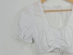 Vorschaubild 3 von Damen Trachtenbluse Weiß Gr. 38/M Kurzarm Dirndlbluse Spitze Raffung