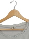 Vorschaubild 3 von Langarmshirt Damen Gr. 38 M Grau Spitze Rippstrick Baumwolle Shirt