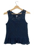 Vorschaubild 1 von Damen Spitzen Top Blau Gr. XS Peplum Feminin
