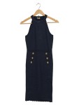 Vorschaubild 1 von London Cocktailkleid Schwarz Gr. 38 Neckholder Goldknöpfe Elegant