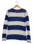 Vorschaubild 1 von Damen Pullover Strickpullover Gr. 36;S Blau Gestreift Lochmuster Maritim