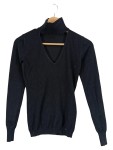 Vorschaubild 1 von Damen Pullover Gr. 34/XS Schwarz Rollkragen Cut-Out Lochmuster Viskose