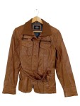 Vorschaubild 1 von Damen Lederjacke Braun Gr. 40 Echtleder Gürtel Vintage Look