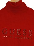 Vorschaubild 2 von Damen Rollkragen Pullover Kurzarm Strick Rot Gr. 34 XS Logo Strass Glitzer