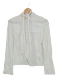 Vorschaubild 1 von Damen Bluse Gr. 36/S Weiß Schleife Elegant Langarm