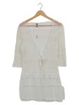 Vorschaubild 1 von Strickjacke Damen Bohemian Weiß Spitze 3/4-Arm L