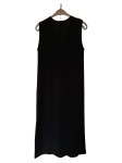 Vorschaubild 2 von Strickkleid Damen Schwarz Gr. 40 Viskose Ärmellos V-Ausschnitt Basic
