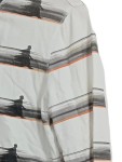 Vorschaubild 4 von Strickjacke Damen Gr. 38/M Weiß Gestreift Reißverschluss Viskose Stretch