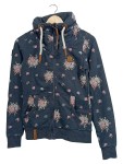 Vorschaubild 1 von Damen Sweatjacke Kapuzenjacke Blumenmuster Blau Gr. XS