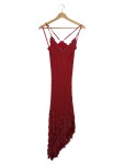 Vorschaubild 1 von Sommerkleid Damen Rot Gr. 34/XS Viskose Lochmuster Bohemian Midikleid