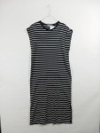 Vorschaubild 2 von Jerseykleid Damen Gestreift Midikleid Gr. 42 XL Schwarz Baumwolle