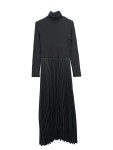 Vorschaubild 1 von Strickkleid Damen Maxi Elegant Business Rollkragen Schwarz 38/M