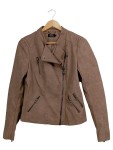 Vorschaubild 1 von Damen Kunstlederjacke Bikerjacke Braun Gr. 36/S Wildlederoptik