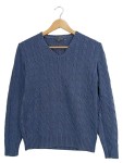 Vorschaubild 1 von Damen Pullover Zopfstrickmuster Blau Gr. 42/XL Baumwolle