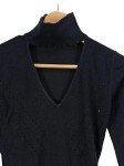 Vorschaubild 4 von Damen Pullover Gr. 34/XS Schwarz Rollkragen Cut-Out Lochmuster Viskose