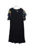 Vorschaubild 1 von Damen Kleid L schwarz bunte Blumen Ärmel Rüschen Viskose
