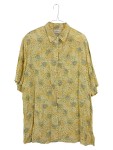 Vorschaubild 1 von Hemdbluse Damen Gelb Gr. 46/3XL Viskose Blumenmuster Casual Kurzarm Knopf