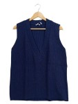 Vorschaubild 1 von Pullunder Damen Blau Gr. 42/XL Baumwolle Viskose Polyester Rippstrick