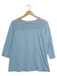 Vorschaubild 1 von Langarmshirt Damen Baumwolle Spitze Blau Gr. 42 XL Freizeit