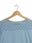 Vorschaubild 2 von Langarmshirt Damen Baumwolle Spitze Blau Gr. 42 XL Freizeit