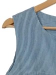Vorschaubild 3 von Damen Schlauchkleid Blusenkleid Gestreift Baumwolle Blau Gr. 40 L