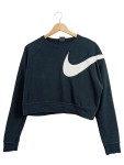 Vorschaubild 1 von Damen Sweatshirt Cropped Big Swoosh Logo Baumwolle Schwarz Gr. S