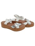 Vorschaubild 1 von Plateausandalen Damen Leder Weiß Gr. 38 Metallic Schnalle 6cm