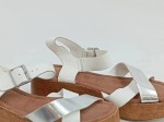 Vorschaubild 2 von Plateausandalen Damen Leder Weiß Gr. 38 Metallic Schnalle 6cm