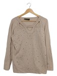 Vorschaubild 1 von Pompöös Harald Glöckler Damen Langarmshirt Strass Cut-Outs Gr. 40 Beige